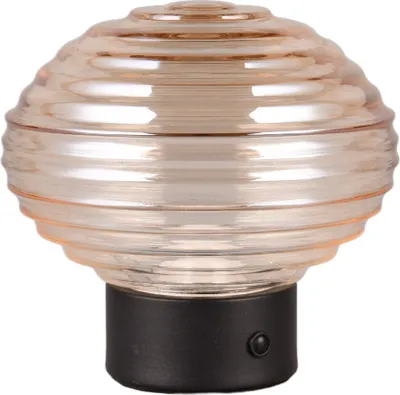 Zdjęcie produktu dla Lampa stołowa LED Earl czarno-bursztynowy 2W Ciepła biel 100lm szkło wym:14,5x15,5x15,5cm IP20 RL