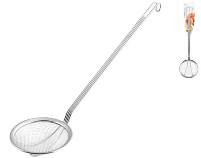 Obrázek produktu pro Drážkovaná lžíce H&h s dlouhou rukojetí, síťka z nerezové oceli, 14 cm