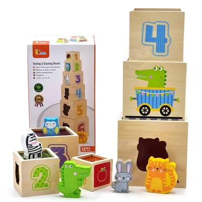 Produktbild von Viga Holzpyramide Puzzle Blöcke Sortierer Montessori