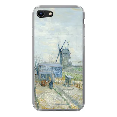 Produktbild von MuchoWow® Handyhülle Schutzhülle Hülle für iPhone SE 2022 Montmartre: Mühlen und Gärten - Vincent van Gogh Silikon Softcase Handy Hülle - Schutzhülle