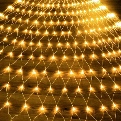 Image de Guirlande lumineuse LED Eikuavons, 1,5 x 1,5 m, 96 LED, éclairage de Noël, fonctionnement sur secteur, idéale pour les buissons, les jardins, les arbres, les pièces, les balcons, les fêtes et la décoration, lumière blanc chaud