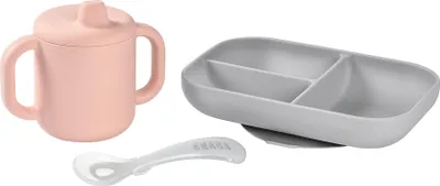 Image de Beaba Set de vaisselle d'apprentissage + gobelet - Rose ; 913527