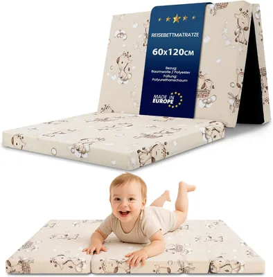 Productafbeelding van Reisbed opvouwbaar - 60x120 cm - Afneembare hoes wasbaar in de machine op 30 graden & draagtas inbegrepen