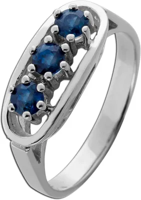 Produktbild von Saphir Ring Weißgold 585 14K blaue Saphire 0.36ct Antikschmuck 18
