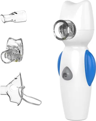 Produktbild von FEELLIFE Inhalationsgerät für Kinder Leiser mesh  Inhalator für Babys Musikfunktion Tragbarer, Leicht & effektiv bei Atemwegserkrankungen 2 Medizinbecher inklusive (Blau)