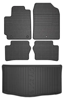 Productafbeelding van Rubberen automatten + kofferbakmat voor Kia Picanto III vanaf 2017 (hatchback) – 5-delig, zwart, op maat – Wielganizator SolidPRO