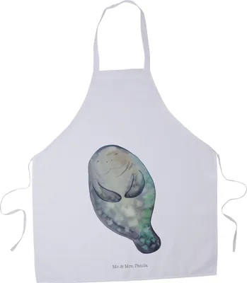 Produktbild von Mr. & Mrs. Panda Kellner Schürze Seekuh Happy - Weiß - Geschenk, Respekt, Seekühe, Vorbinder, Küchenzubehör, Küchenschürze, Liebeskummer, Freundin, Selbstliebe, Meer