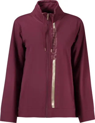 Immagine prodotto di Felpa viola da donna a maniche lunghe con zip e dettagli in strass