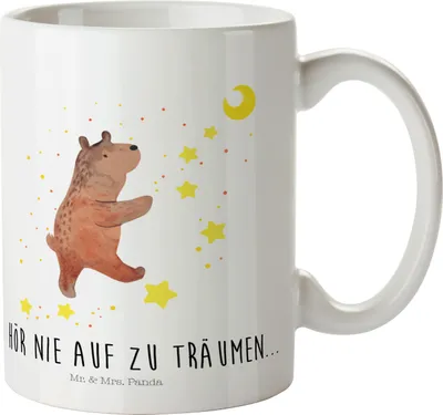 Produktbild von Mr. & Mrs. Panda Trinklernbecher Bär Träume - Weiß - Geschenk, Traumdeutung, Pott, Träumen, Campingbecher, Mehrwegbecher, Teddy, Traum, Plastikbecher, Kindertasse