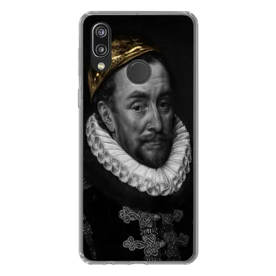 Produktbild von MuchoWow® Handyhülle Schutzhülle Hülle für Huawei P20 Lite (2020) Malerei - Gold - Schwarz - Weiß Silikon Softcase Handy Hülle - Kartenhalter