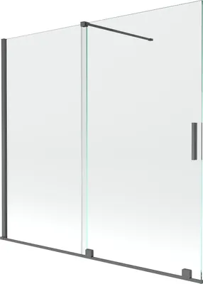 Produktbild von Mexen Velar Duschwand für die Badewanne, 2-flügelig, verschiebbar, 170 x 160 cm, transparent, gebürstetes Gun Gray - 896-170-00?