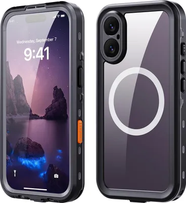 Immagine prodotto di Custodia impermeabile per iPhone 17, compatibile con MagSafe, resistente alla polvere e alla neve, IP68 custodia protettiva completa con protezione dello schermo integrata nero