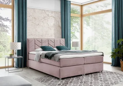 Produktbild von Boxspringbett Schlafzimmerbett Bett BARTOLO DELUX Stoff Altrosa 160x200cm