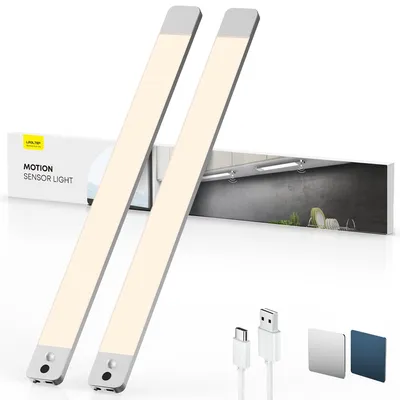 LED-Unterbauleuchte mit Sensor, 50 cm, 2 Stück, Silber