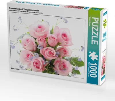 Produktbild von CALVENDO Puzzle Rosenstrauß mit Vergissmeinnicht | 1000 Teile Lege-Größe 64x48cm Foto-Puzzle für glückliche Stunden