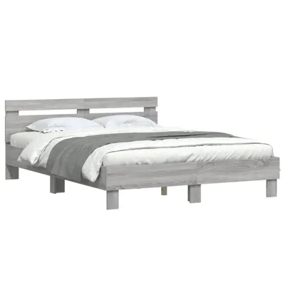 Produktbild von Cloris DesignMöbel Bettgestell mit Kopfteil Grau Sonoma 140x190 cm Holzwerkstoff , Klassische Betten 2024 Neu