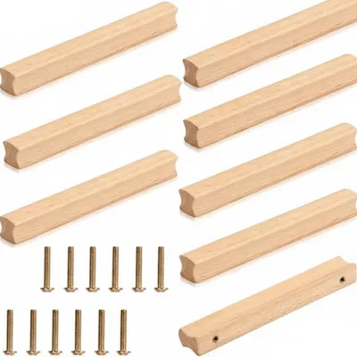 Imagen del producto de InAndOutdoorMatch - Tiradores para muebles - Madera - Juego de 6 unidades