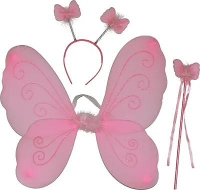 Produktbild von Schmetterling Flügel mit Haarreif und Stab rosa Größe: ohne Attribut