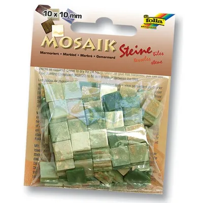Immagine prodotto di Pietre per mosaico Folia, 10x10mm, 190 pezzi, resina sintetica, miscela di marmo, verde