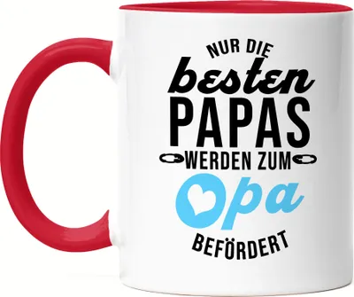 Produktbild von Nur Die Besten Papas Werden Zum Opa Befördert Tasse Rot Geschenk Ankündigung Schwangerschaft Enkelkinder