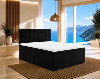 Produktbild von Boxspringbett S-Deluxe 160x200 Schwarz mit Stauraum