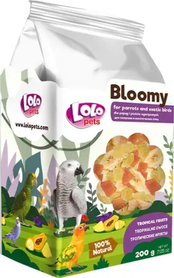 Obrázok produktu pre LoLo Pets Bloomy Tropical Fruit pre papagáje a exotické vtáky 200g