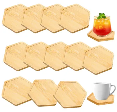 Productafbeelding van Mosaïekonderzetters, knutselset, 2 stuks, zeshoekig, 10 cm, hout, voor doe-het-zelf projecten