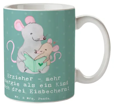 Produktbild von Mr. & Mrs. Panda Kaffeebecher Erzieher Energie - Meeresbrise - Geschenk, Geschenke für Berufstätige, Becher, Bewunderung, Tasse, Hingabe, Kaffeetasse, Trinkbecher, Beruf
