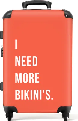 Produktbild von NoBoringSuitcases.com® Großer Koffer - Ich brauche mehr Bikinis - Zitat - Orange - Kombinationsschloss TSA - Hartschalen Trolley 4 Rollen - 72 liter - Reisekoffer - 66 cmKoffer Mittelgroß 67x43x25 cm, 72L,