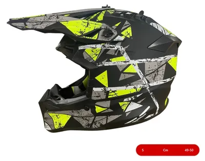 Productafbeelding van Kinderhelm voor motocross/enduro, geschikt voor motorfietsen, ATV's en fietsen – maat S (49–50 cm), mat zwart met neongele details