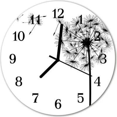 Produktbild von Glasuhr Wanduhr Küchenuhr Echt-Glas 30fi cm Pusteblume schwarz-weiß