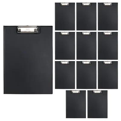 Klembordmappe A4, 12 Stück, PVC-beschichtet, schwarz, Hochformat