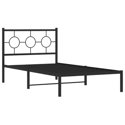 Zdjęcie produktu dla Metalowa rama łóżka z wezgłowiem, czarna, 100x200 cm