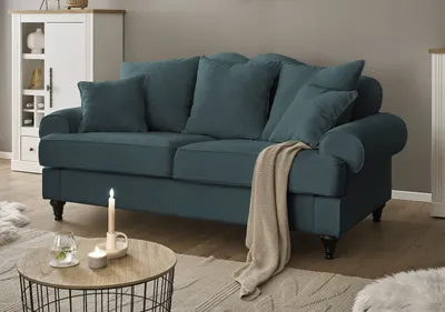 Produktbild von Sofa "Adelina" in blaugrün Landhaus Couch 3-Sitzer 200 cm