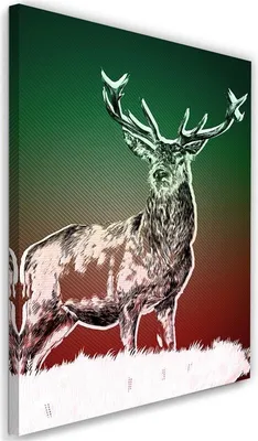Produktbild von Leinwandbild abstrakte rehe im schnee 40x60 cm Feeby grün wandbild bereit zum aufhängen