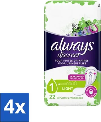 Produktbild von Always Discreet – Damenbinden – Leichter Schutz – 22 Damenbinden - Vorteilspack - 4 Stücke