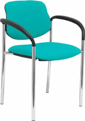 Imagen del producto de Silla fija, estructura de Villalgordo, color verde, cromada, con reposabrazos