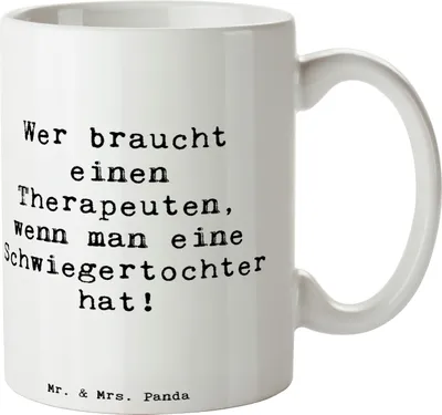 Produktbild von Mr. & Mrs. Panda Teebecher Spruch Schwiegertochter Humor - Weiß - Geschenk, Konflikte, Kaffeebecher, Schwiegereltern, Beziehungen, Verwandte, Keramiktasse, Beziehung