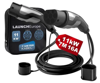 Produktbild von LAUNCH Typ 2 Ladekabel 11 kW 7M 16 A Ladekabel Elektroauto Typ 2 3 Phasig für E Auto EV/PHEV Typ 2 auf Typ 2,für T-Mode und E-Golf-Serienfahrzeuge