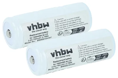 Produktbild von vhbw 2x Akku kompatibel mit Welch-Allyn 71050, 71022, 71020, 71670, 71610, 71150, 71110, 71055, 71054, 71051 Medizintechnik (750 mAh, 3,6 V, NiCd)