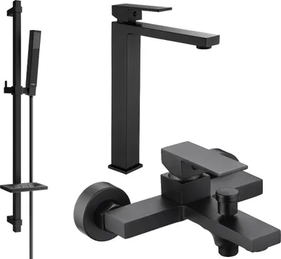 Image de Uno DQ77 SET Mélangeur lavabo + bain avec accessoires, noir (71413DQ77-70)
