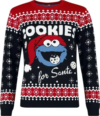 Produktbild von Sesame Street Weihnachtspullover Damen Krümelmonster - Cookies multicolor XL