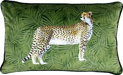Image de Riva Home Guépard Forêt Housse de coussin décoratif RV1183 (30 x 50cm) (Vert)