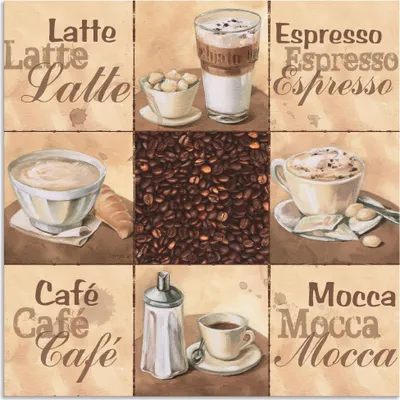 Produktbild von ARTland Wandbild Alu für Innen & Outdoor Kaffee Collage II Größe: 40x40 cm