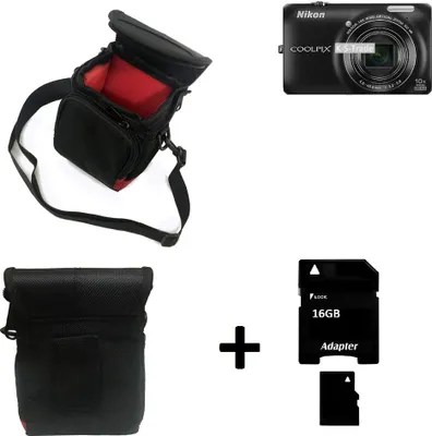Produktbild von K-S-Trade Kameratasche Fototasche Umhängetasche Schutz Hülle kompatibel mit Nikon Coolpix S6300 mit Zusatzfach und teilbaren Innenraum mit Trennwand