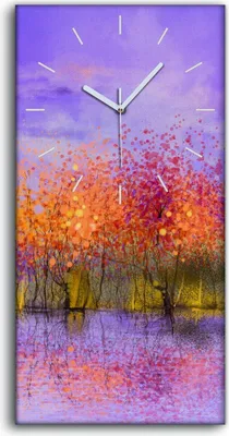 Produktbild von Leinwand Uhr Küche Wohnzimmer Bild Quarz 30x60 Abstrakte Kunst Bäume Himmel - weiße Hände