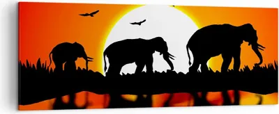 Produktbild von Bild auf Leinwand - Leinwandbild - Tiere Afrikaner Elefanten Natur - 140x50cm - Wand Bild - Wanddeko - Leinwanddruck - Bilder - Kunstdruck - Leinwand bilder - Wandkunst - AB140x50-0533