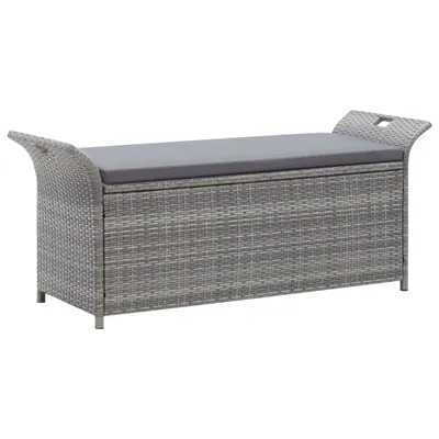 Produktbild von The Living Store Truhenbank mit Auflage Grau 138 cm Poly Rattan