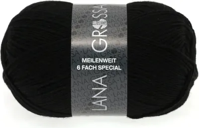 A ball of black yarn with a label.