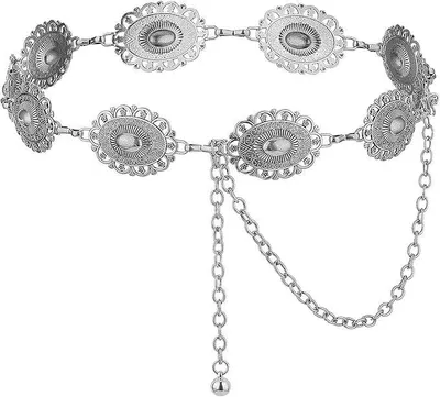 Produktbild von ALMLWIAJ Damen Boho Kettengürtel, Concho Taillenkettengürtel verstellbarer Cowgi